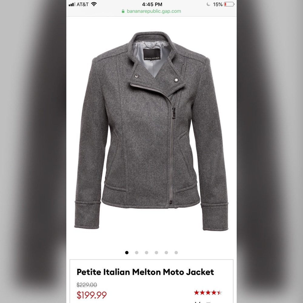 Banana Republic Petite Moto Jacket Gray NWOT